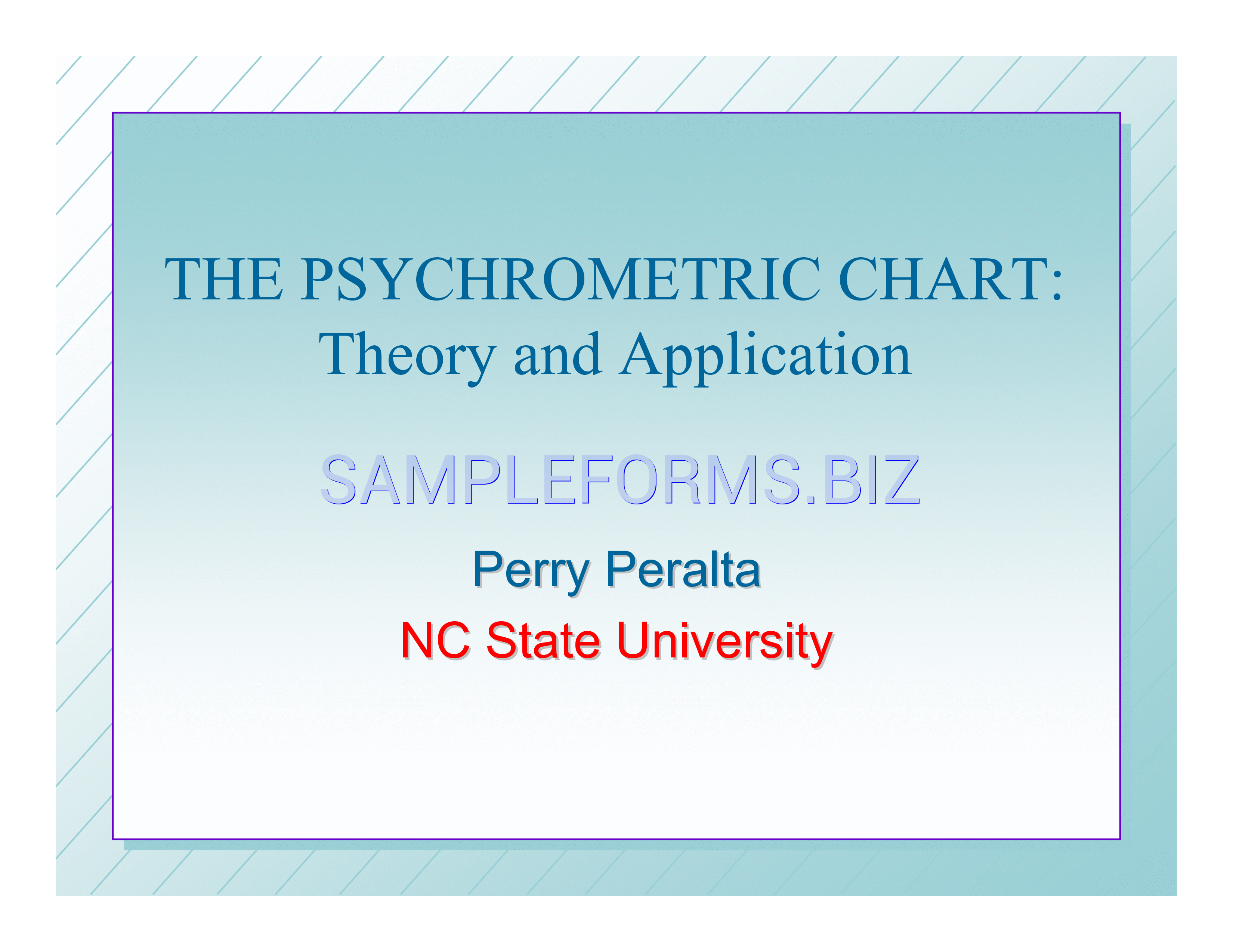 Preview free downloadable Psychrometric Chart: Theory And Application in PDF (page 1)